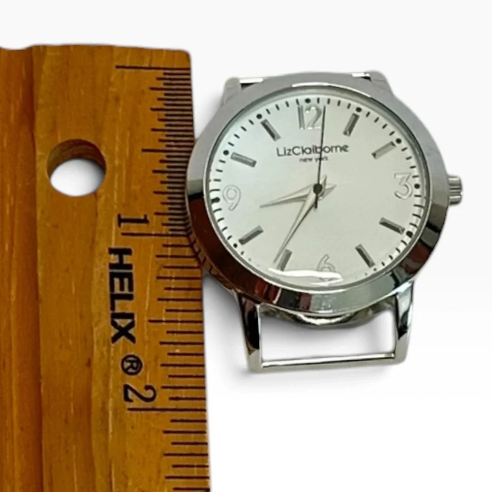 Liz Claiborne Watch Head LIZ78BW Womens Silver Tone White Face Japan Movt